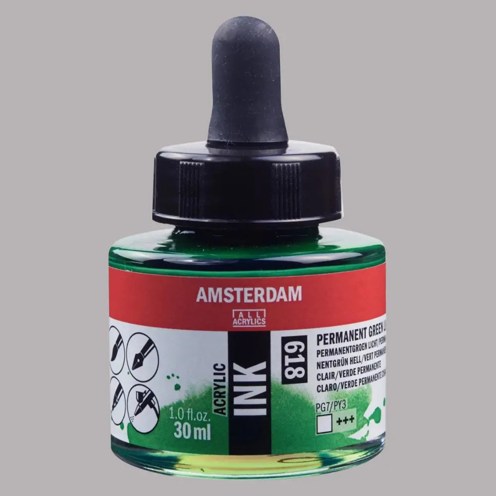 Acrylic Ink, 30 ml, Permanentgrün hell 618