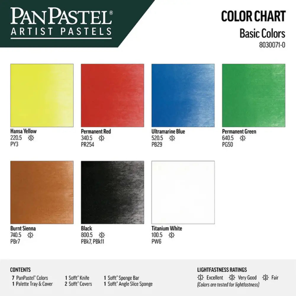 PANPASTEL® Ultra Soft Künstlerpastellfarben - Basic Colours (7er-Set)