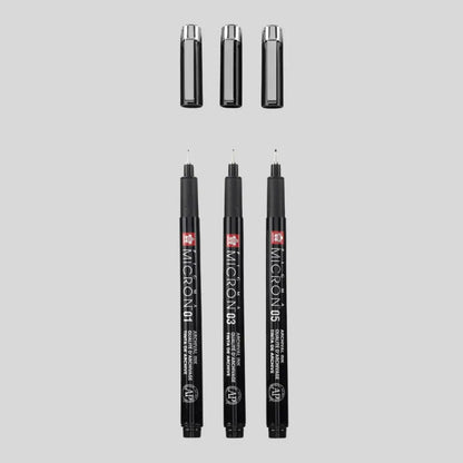 PIGMA® Micron™ Schwarz Edition Set + gratis Stiftetui , 3 Grössen, schwarz