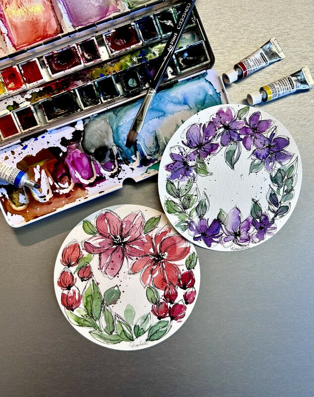 Rundes Aquarellpapier in Metallbox